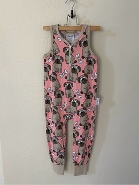 Purl Lamb One-Piece Romper Pink Pug Size 5-6Y